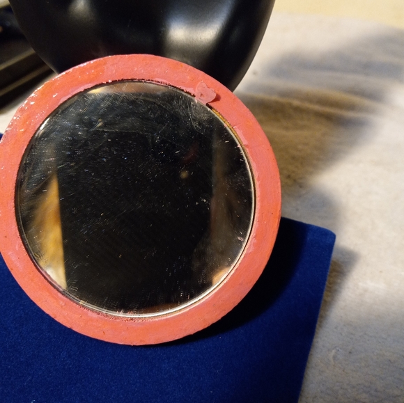 New,handmade &handpainted yorkshire terrier pocket mirror with case on wood. - Picture 2 of 2